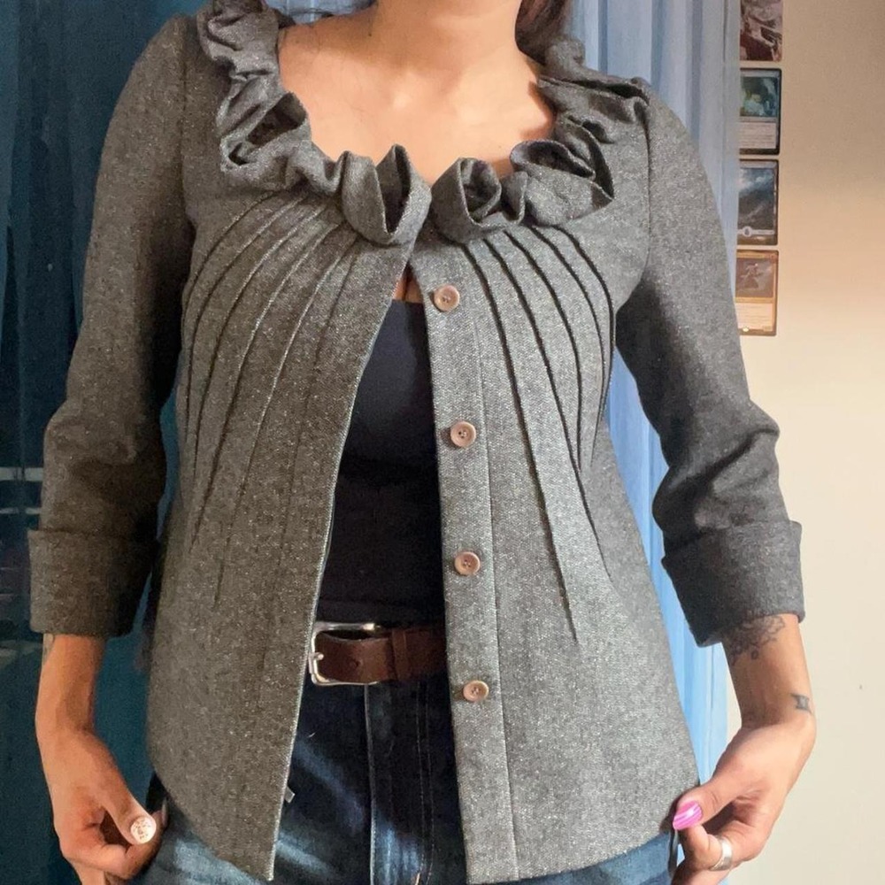 Rebecca Taylor Rosette Wool Silk Blend Jacket